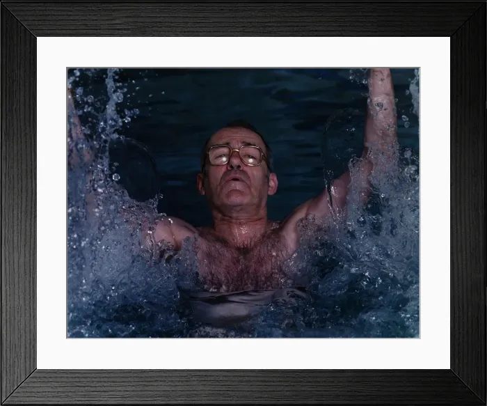 Framed Print : Jim Bowen TV Presenter swimming doing back stroke Framed Print : Jim Bowen TV Presenter swimming doing back stroke