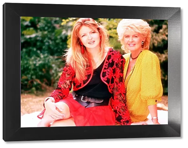 Caron Keeting TV Presenter sitting with her mother TV and Radio Presenter Gloria