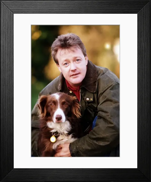 Framed Print : Keith Chegwin TV Presenter with dog Framed Print : Keith Chegwin TV Presenter with dog