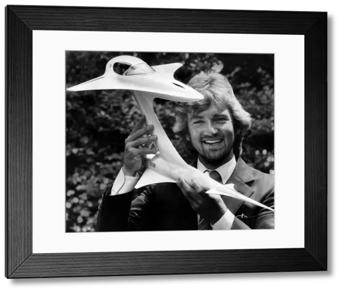 Framed Print : Noel Edmonds Tv Presenter Shows Off A Model Of His Craft In Which He Hopes To Break Framed Print : Noel Edmonds Tv Presenter Shows Off A Model Of His Craft In Which He Hopes To Break