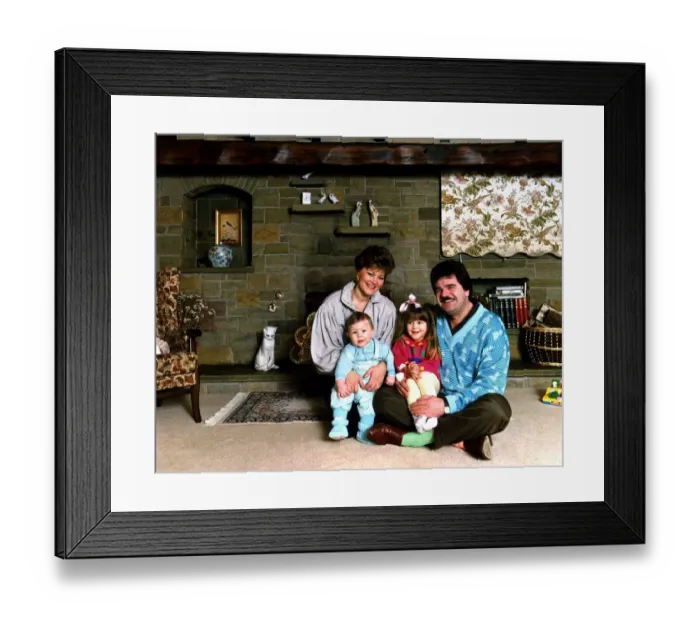 Framed Print : Bob Carolgees TV Presenter Surprise Surprise with family at home Framed Print : Bob Carolgees TV Presenter Surprise Surprise with family at home