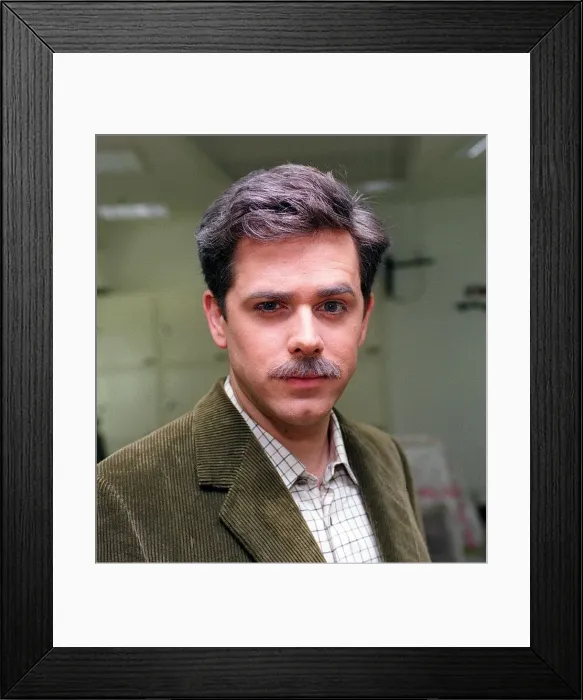 Framed Print : Chris Jarvis tv presenter as he might look in late middle age after make up artists aged Framed Print : Chris Jarvis tv presenter as he might look in late middle age after make up artists aged