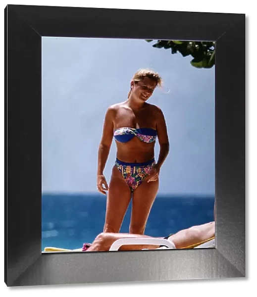 Gaby Roslin TV Presenter on holiday in Pineapple Beach Club resort in the Caribbean