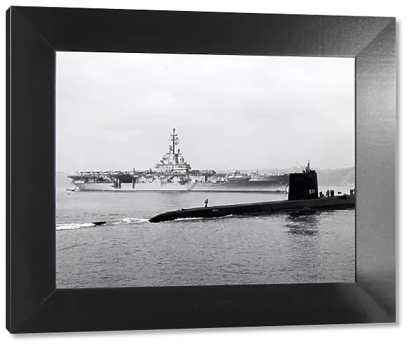 The first nuclear powered submarine the USS Nautilus seen here in Plymouth Sound with