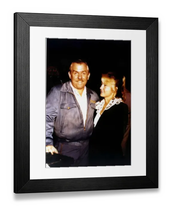 Framed Print : John Ratzenberger actor played the Part of Cliff in CHEERS he is with Elizabeth Roy