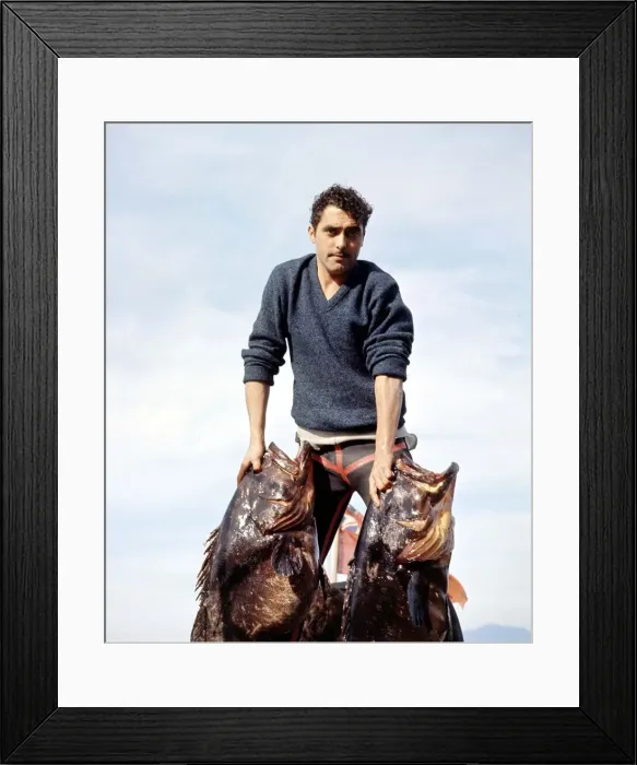 Framed Print : Fisherman in Gibraltar with his catch Circa 1966 A©Mirrorpix