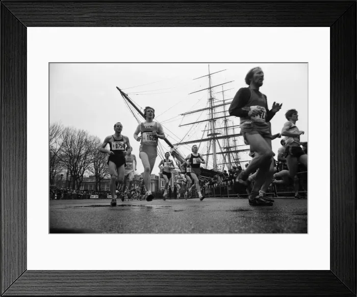 Framed Print : Competitors in the London marathon round the Cutty Sark Ship. 29th March 1981 Framed Print : Competitors in the London marathon round the Cutty Sark Ship. 29th March 1981