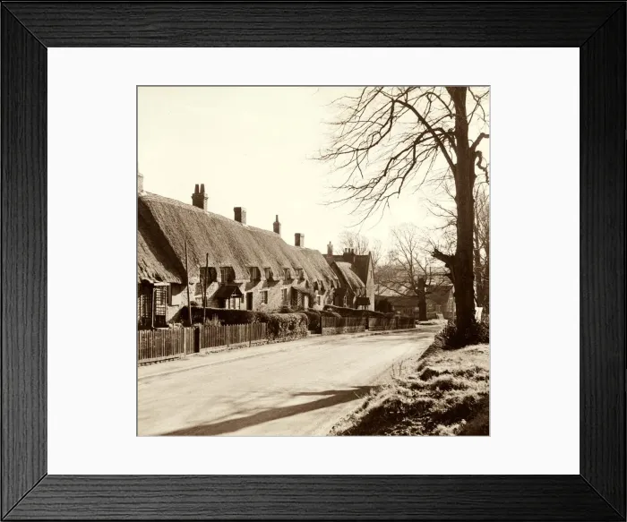 Framed Print : 17th century thatched cottages at Cransford St. John in Northants Early spring Framed Print : 17th century thatched cottages at Cransford St. John in Northants Early spring