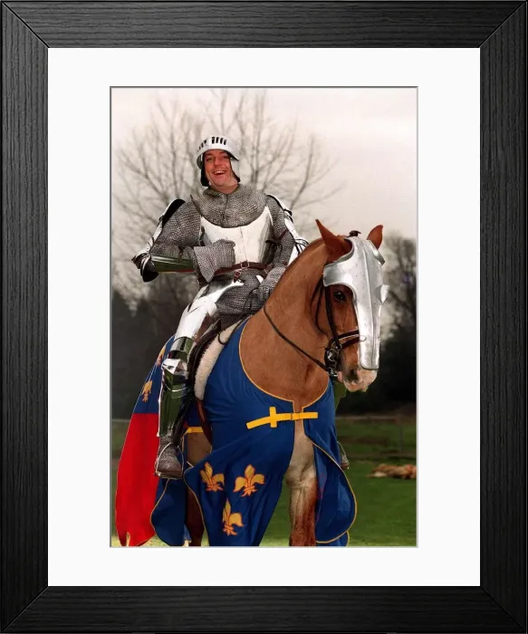 Framed Print : Brian Connolly Actor Comedian as a knight on a horse Framed Print : Brian Connolly Actor Comedian as a knight on a horse