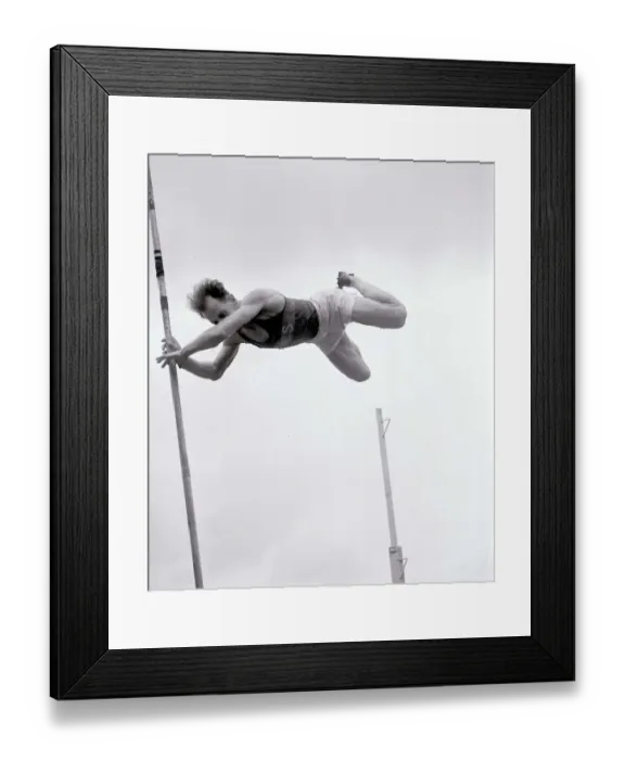 Framed Print : Athletics Field Events Pole Vault Man knocks off the bar during an attempt