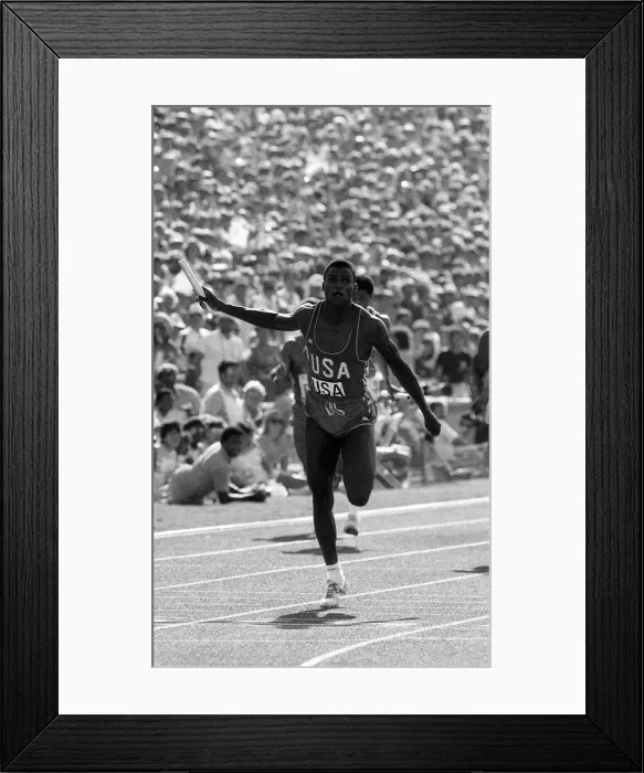 Framed Print : Los Angeles Olympic Games August 1984 Carl Lewis of the United States of America Framed Print : Los Angeles Olympic Games August 1984 Carl Lewis of the United States of America