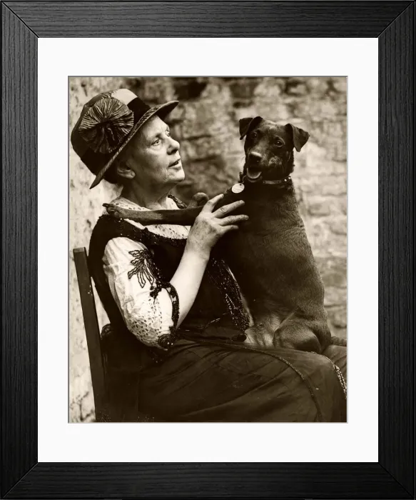 Framed Print : Blind lady Mrs P. Marshall was rescued by her dog Queenie