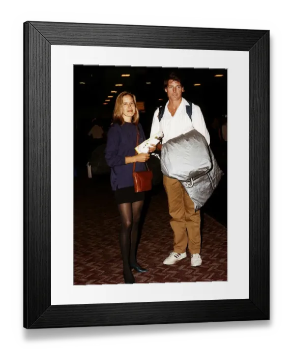 Framed Print : Christopher Reeve Actor with girlfriend Dana Morosini