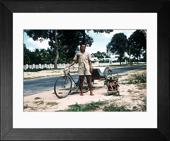 Framed Print : Sleeping child and bicycle rickshaw driver near Angkor Wat North West Kampuchea Cambodia Framed Print : Sleeping child and bicycle rickshaw driver near Angkor Wat North West Kampuchea Cambodia