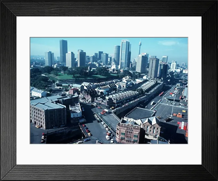 Framed Print : View over the Rocks'towards the skyline of Central Sydney
