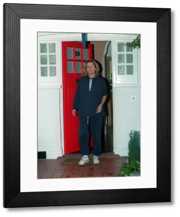 Framed Print : Emma Thompson outside her house in West Hampstead close to tears as she talks about
