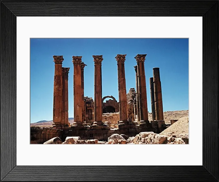 Framed Print : Columns of the temple of Artemis at ruins of Jerash north of the Amman Jordan Palestine Framed Print : Columns of the temple of Artemis at ruins of Jerash north of the Amman Jordan Palestine