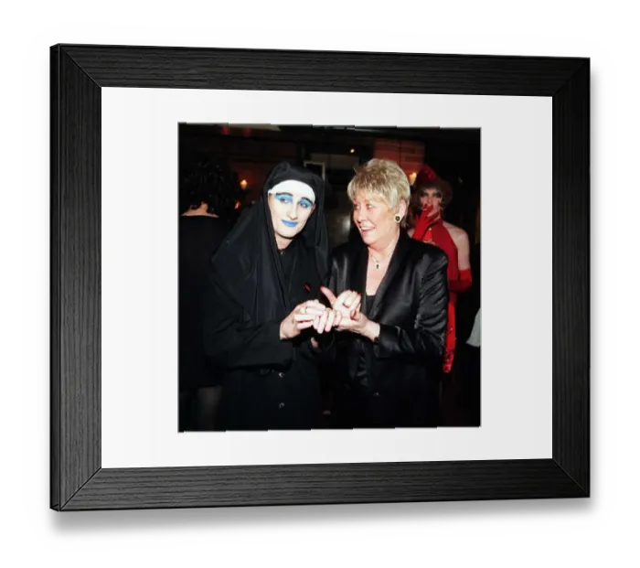 Framed Print : Coronation Street stars meet drag artists at a book launch for Street creator Tony Warren Framed Print : Coronation Street stars meet drag artists at a book launch for Street creator Tony Warren