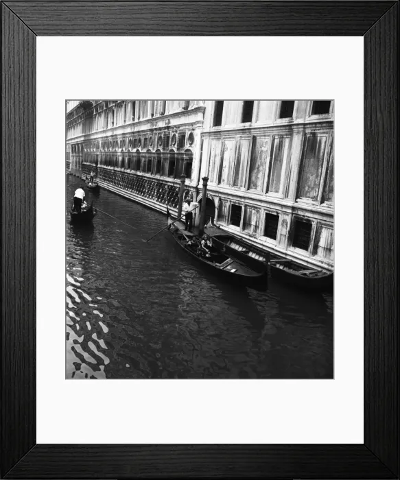 Framed Print : A gondola on a canal in Venice 1956 Framed Print : A gondola on a canal in Venice 1956