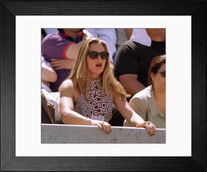 Framed Print : Brooke Shields actress and friends watch in disbelief as her boyfriend tennis star Andre Framed Print : Brooke Shields actress and friends watch in disbelief as her boyfriend tennis star Andre