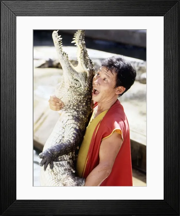 Framed Print : Crocodile Wrestling in Bangkok, Thailand. One of the many Framed Print : Crocodile Wrestling in Bangkok, Thailand. One of the many