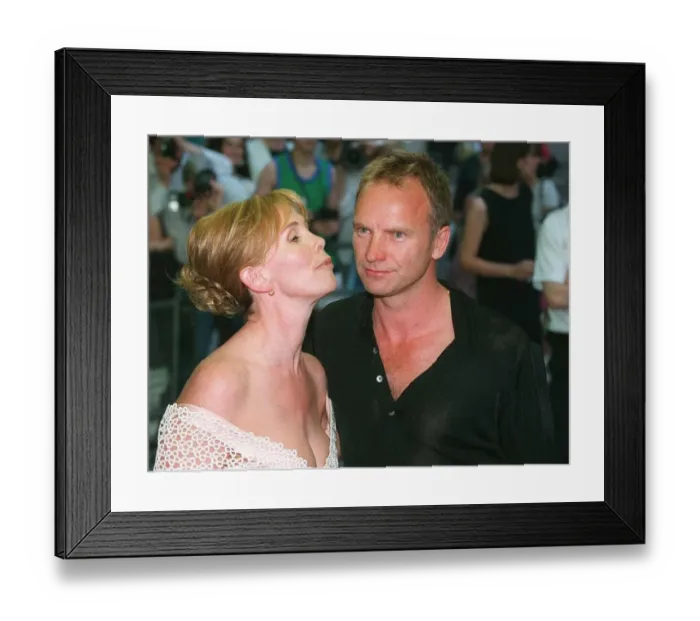 Framed Print : Sting Singer with his wife Trudie Styler at the Premiere of his Film Grotesque