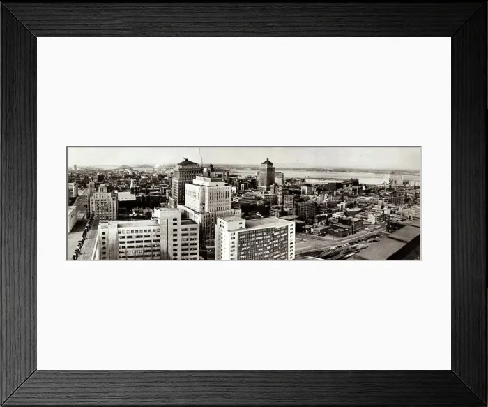 Framed Print : The Montreal skyline with the St Lawrence in the background. Skyscrapers Framed Print : The Montreal skyline with the St Lawrence in the background. Skyscrapers