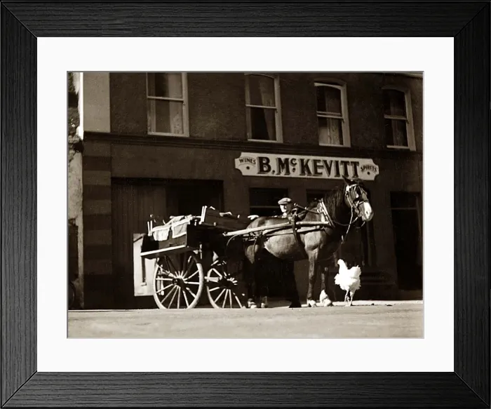 Framed Print : B. McKevitt General Store Ireland - Horse and Cart outside the store chicken Framed Print : B. McKevitt General Store Ireland - Horse and Cart outside the store chicken