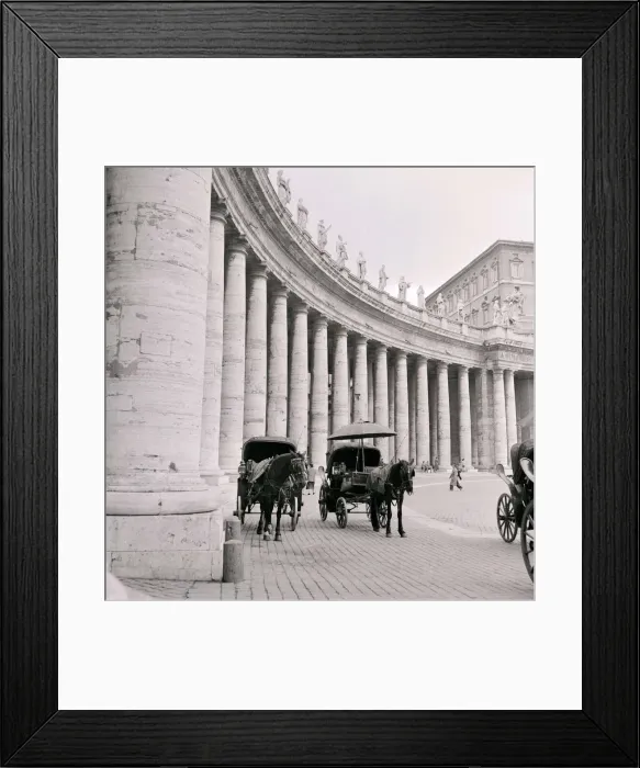Framed Print : Horse and cart in St Peters Square in the vatican City, Rome 1963