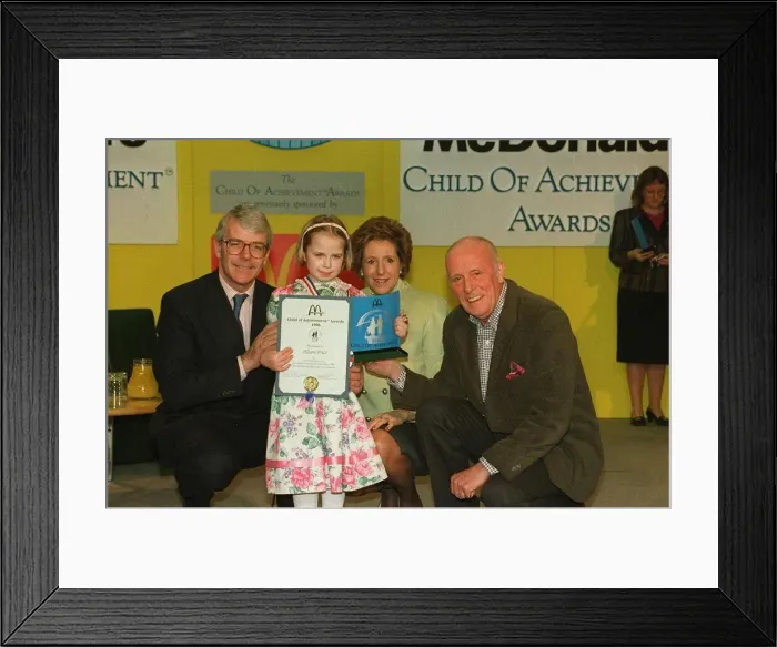 Framed Print : Alison Price with her Children of Courage Award with Prime Minister John Major his wife Framed Print : Alison Price with her Children of Courage Award with Prime Minister John Major his wife