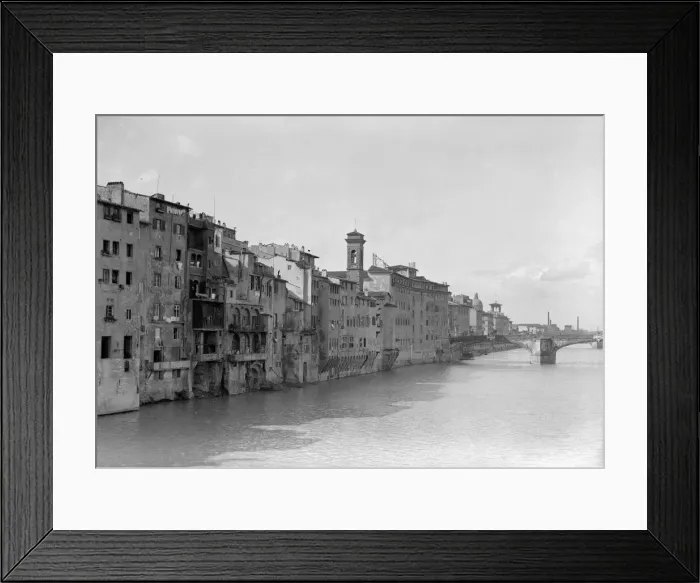 Framed Print : The River Arno at Florence seen from the Ponte Vecchio. Circa 1925