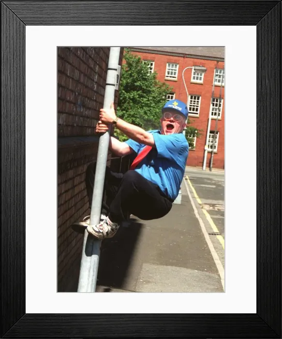 Framed Print : Ken Morley Actor who plays Reg Holdsworth in Coronation Street plays the fool for Framed Print : Ken Morley Actor who plays Reg Holdsworth in Coronation Street plays the fool for