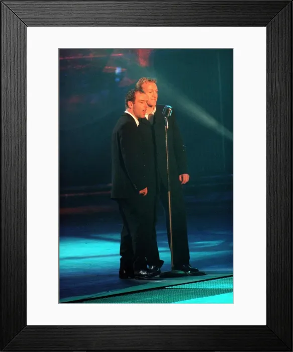 Framed Print : Robson Green and Jerome Flynn singers and former Soldier Soldier actors at the Smash Hits Framed Print : Robson Green and Jerome Flynn singers and former Soldier Soldier actors at the Smash Hits