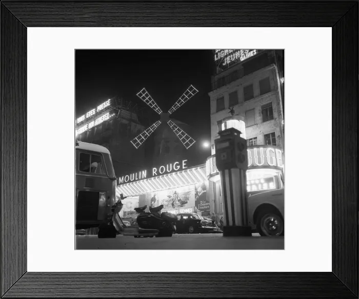 Framed Print : Moulin Rouge at night Paris May 1960