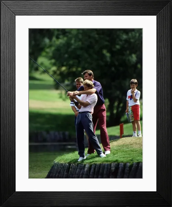 Framed Print : Nick Faldo has fun with friends July 1989 Framed Print : Nick Faldo has fun with friends July 1989