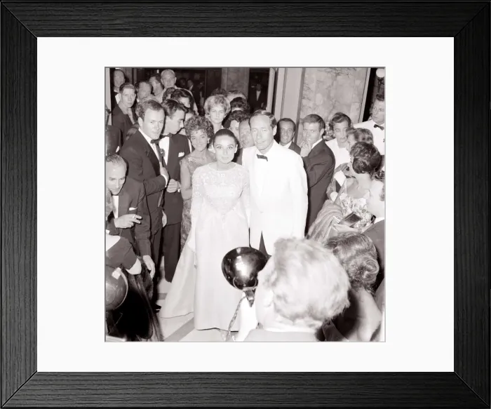 Framed Print : Actress Audrey Hepburn with husband Mel Ferrer July 1959 Framed Print : Actress Audrey Hepburn with husband Mel Ferrer July 1959