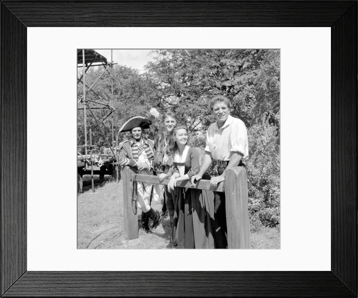 Framed Print : Burt Lancaster with Janette Scott and other actor colleagues during the filming of Framed Print : Burt Lancaster with Janette Scott and other actor colleagues during the filming of