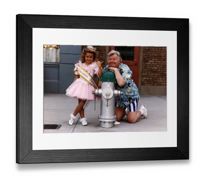 Framed Print : Benny Hill Actor Comedian With A Young Girl Miss Hawaiian Tropic Framed Print : Benny Hill Actor Comedian With A Young Girl Miss Hawaiian Tropic