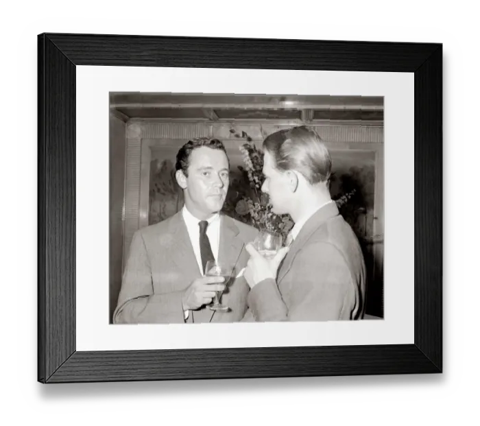 Framed Print : American actor Jack Lemmon drinking a glass of wine during a during a press reception Framed Print : American actor Jack Lemmon drinking a glass of wine during a during a press reception