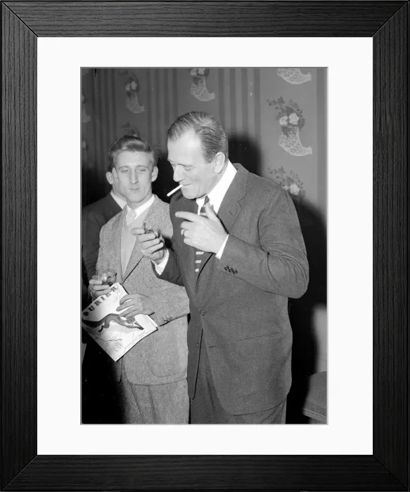 Framed Print : John Wayne in London lighting a cigarette February 1956 Framed Print : John Wayne in London lighting a cigarette February 1956