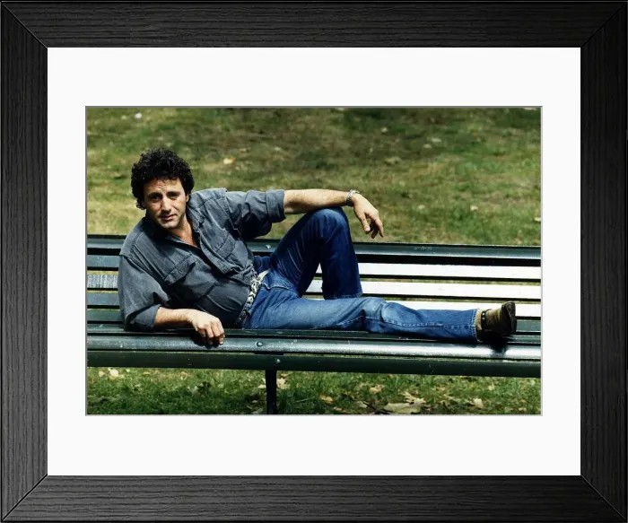 Framed Print : Frank Stallone Actor - lying on a bench A©Mirrorpix Framed Print : Frank Stallone Actor - lying on a bench A©Mirrorpix