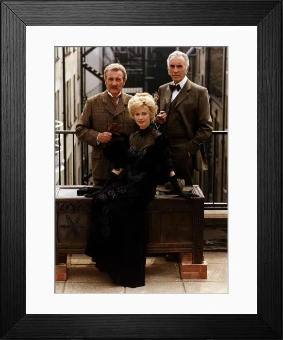 Framed Print : Patrick Macnee with Christopher Lee and Morgan Fairchild staring in the new series of Framed Print : Patrick Macnee with Christopher Lee and Morgan Fairchild staring in the new series of