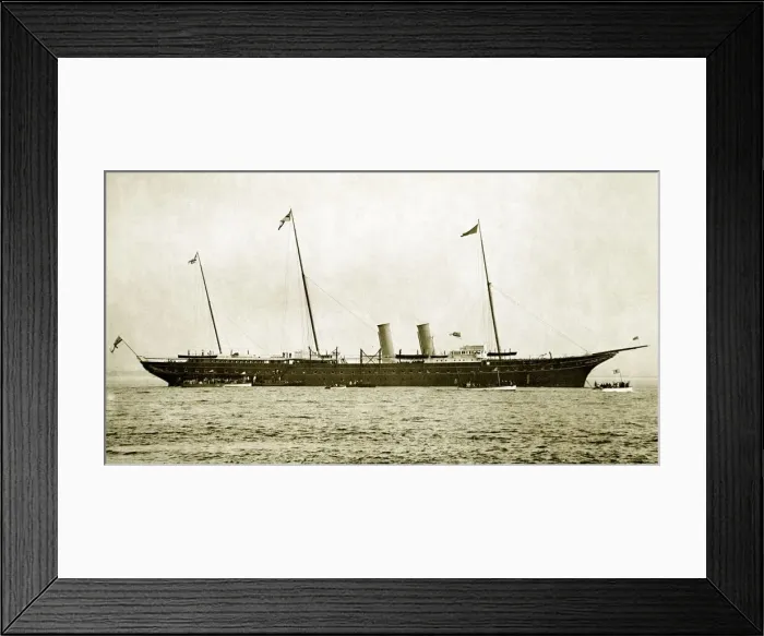 Framed Print : The Royal Yacht Victoria and Albert - The White ensign being lowered as King George V Framed Print : The Royal Yacht Victoria and Albert - The White ensign being lowered as King George V