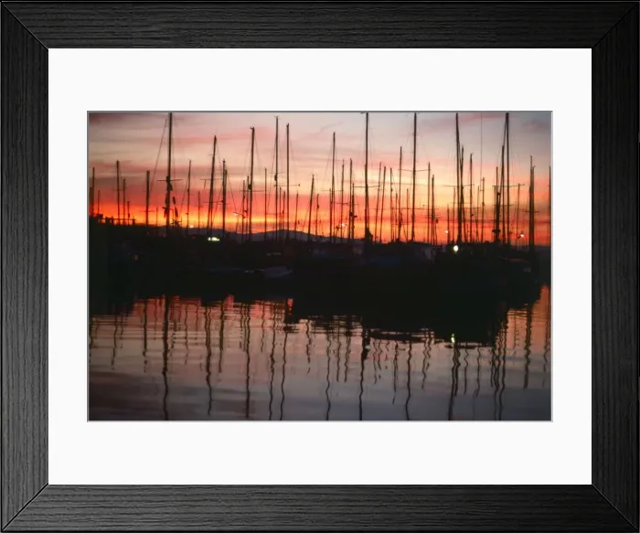 Framed Print : Sunset view overlooking yacht harbour Sheppards Marina, Gibraltar. circa 1970s Framed Print : Sunset view overlooking yacht harbour Sheppards Marina, Gibraltar. circa 1970s