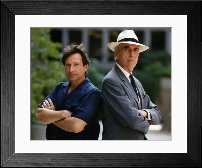 Framed Print : Michael Brandon Actor with Christopher Lee A©Mirrorpix