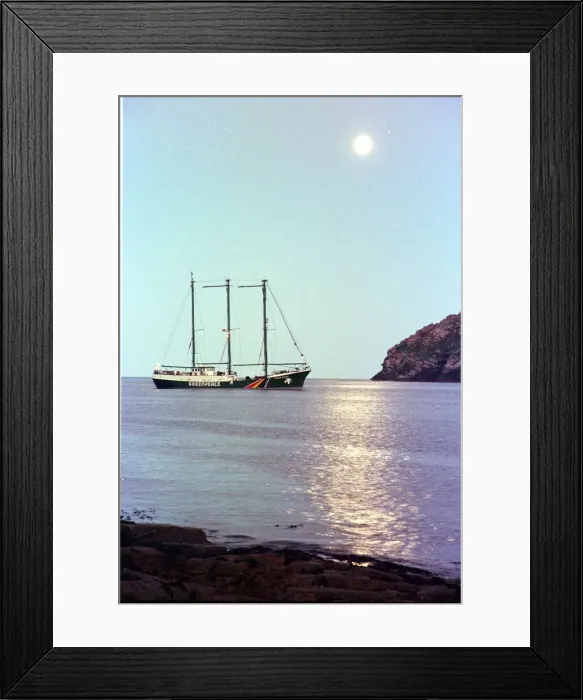 Framed Print : Rainbow Warrior Ship August 1999 in St Kilda Island Bay Outer Hebrides Framed Print : Rainbow Warrior Ship August 1999 in St Kilda Island Bay Outer Hebrides