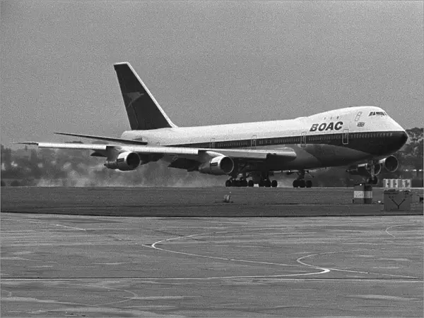 First BOAC Boeing 747 Jumbo jet to land at Manchesters Ringway Airport. August 1970