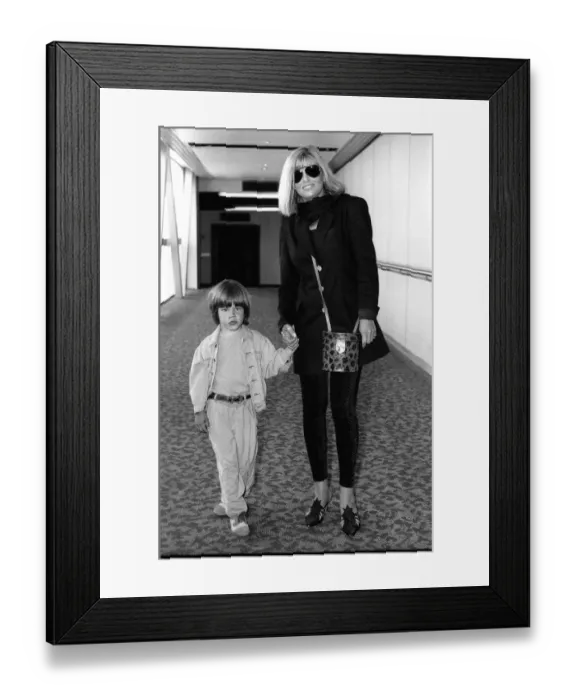 Framed Print : Britt Ekland Actress with son