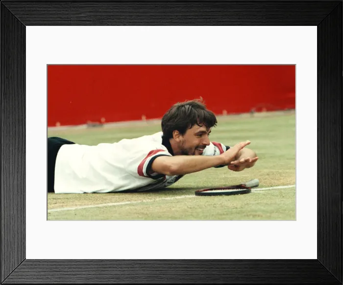 Framed Print : Goran Ivanisevic swims to victory over Greg Rusedski in the Stella Artois Tennis