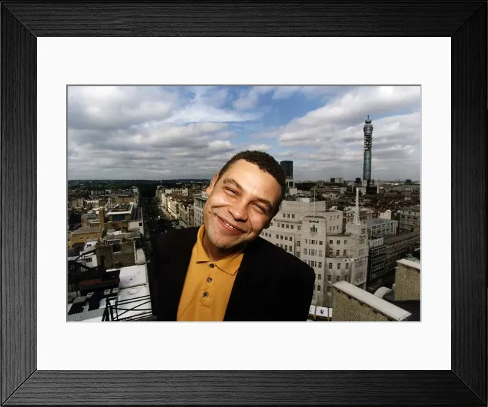 Framed Print : Craig Charles Actor TV Presenter above London skyline Framed Print : Craig Charles Actor TV Presenter above London skyline